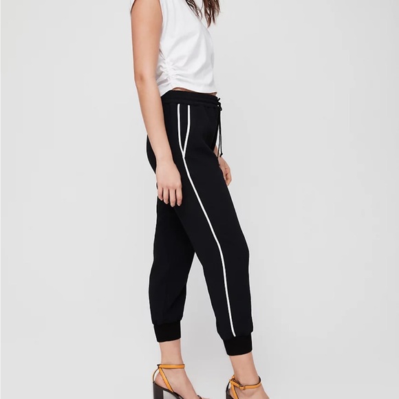 Aritzia Wilfred Jogger Pant Black with White Stripe - Picture 2 of 6